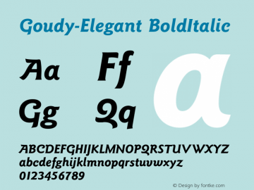 Goudy-Elegant BoldItalic Version 1.0 08-10-2002 Font Sample