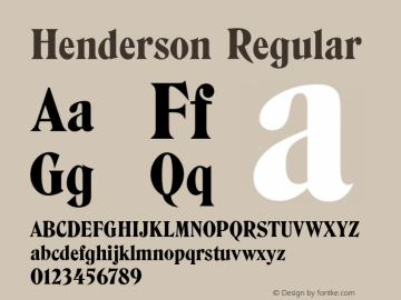 Henderson Regular Version 1.0 08-10-2002 Font Sample