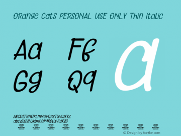 Orange Cats PERSONAL USE ONLY Thin Italic Version 1.000;FEAKit 1.0图片样张
