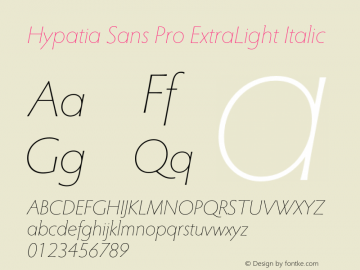 Hypatia Sans Pro ExtraLight Italic Version 2.226图片样张