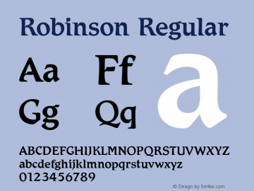 Robinson Regular Version 1.0 08-10-2002 Font Sample