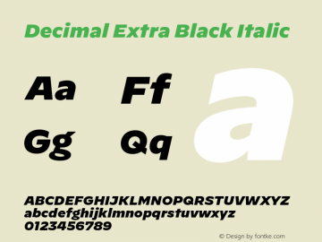 Decimal Extra Black Italic Version 1.106图片样张