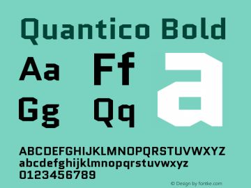 Quantico Bold Version 2.002 Font Sample