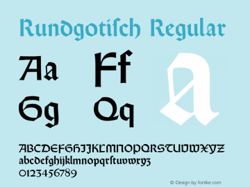 Rundgotisch Regular Version 1.0 08-10-2002 Font Sample