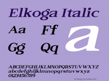 Elkoga-Italic Version 1.000图片样张