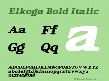 Elkoga-BoldItalic Version 1.000图片样张
