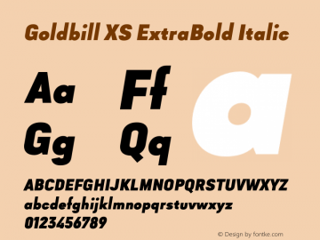 Goldbill XS ExtraBold Italic Version 1.001;hotconv 1.0.109;makeotfexe 2.5.65596图片样张