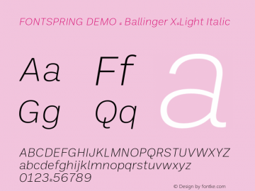 FSP DEMO - Ballinger X-Light Italic Version 1.550;FEAKit 1.0图片样张