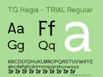 TG Hagia - TRIAL Regular Version 1.000;PS 001.000;hotconv 1.0.88;makeotf.lib2.5.64775图片样张