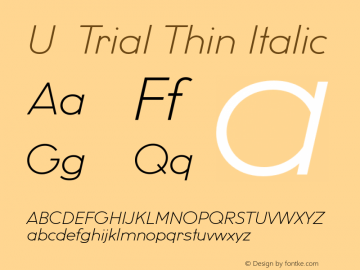 U8 Trial Thin Italic Version 002.000图片样张