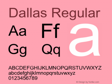 Dallas Regular Unknown Font Sample