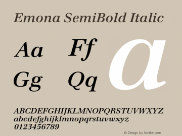 Emona SemiBold Italic Version 1.00图片样张