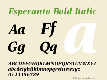 Esperanto Bold Italic Version 1.00图片样张