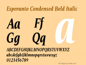 Esperanto Condensed Bold Italic Version 1.00图片样张