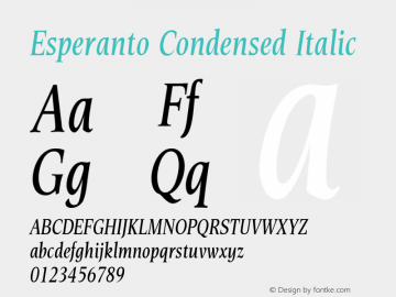 Esperanto Condensed Italic Version 1.00图片样张