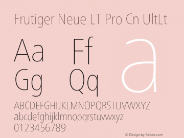 Frutiger Neue LT Pro Cn UltLt Version 2.300图片样张