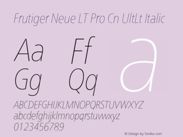 Frutiger Neue LT Pro Cn UlLt It Version 2.300图片样张