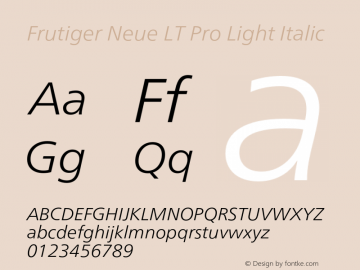 Frutiger Neue LT Pro Lt It Version 2.200图片样张