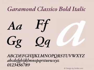 Garamond Classico Bold Italic Version 1.10图片样张