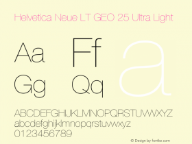 Helvetica Neue LT GEO 25 UltLt Version 1.00图片样张