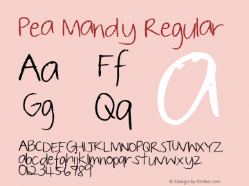 Pea Mandy Regular Version 1.00 April 24, 2006, initial release Font Sample