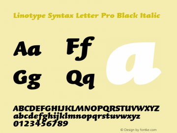 LinotypeSyntaxLttrPro-BlkIt Version 1.00图片样张