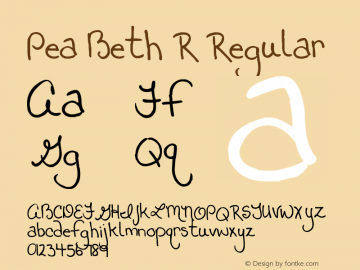 Pea Beth R Regular Version 1.01 May 5, 2006 Font Sample