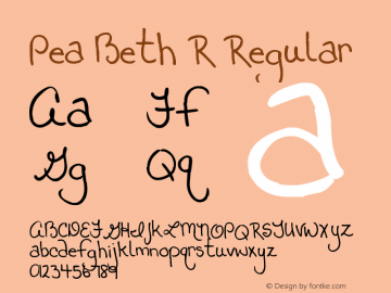 Pea Beth R Regular Version 1.00 April 25, 2006, initial release Font Sample