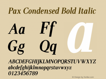 Pax Condensed Bold Italic Version 1.00图片样张