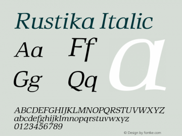 Rustika Italic Version 1.00图片样张