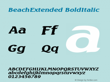 BeachExtended BoldItalic Altsys Fontographer 4.1 5/27/96图片样张