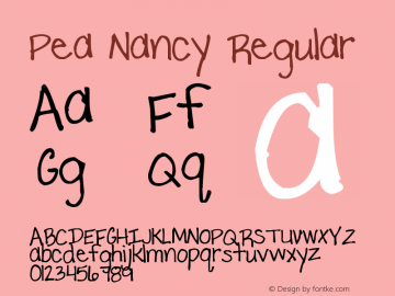 Pea Nancy Regular Version 1.01 May 5, 2006 Font Sample