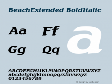 BeachExtended BoldItalic Altsys Fontographer 4.1 5/27/96图片样张