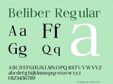 Beliber Version 1.000;May 30, 2022;FontCreator 14.0.0.2814 64-bit图片样张