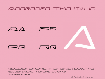 Androned Thin Italic Version 1.001;Fontself Maker 3.5.7图片样张