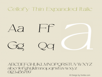 Cellofy-ThinExpandedItalic Version 1.000图片样张