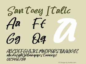 Santoey Italic Version 1.00;May 28, 2022;FontCreator 13.0.0.2680 64-bit图片样张