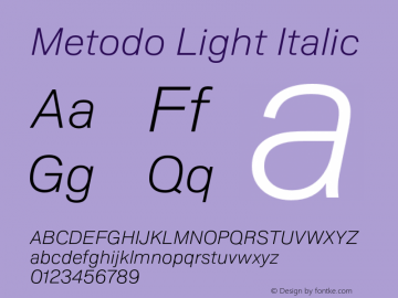 Metodo Light Italic Version 1.001; build 0001图片样张