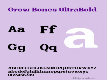 Grow Bones UltraBold Version 1.000;hotconv 1.0.109;makeotfexe 2.5.65596图片样张