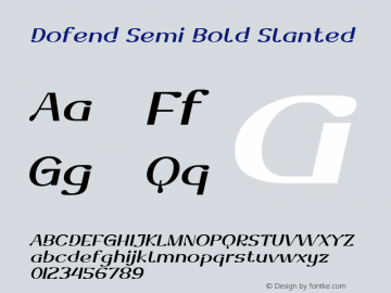Dofend Semi Bold Slanted Version 1.000图片样张