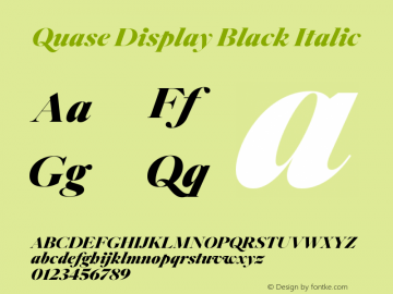 Quase Display Black Italic Version 1.000;PS 001.000;hotconv 1.0.88;makeotf.lib2.5.64775图片样张