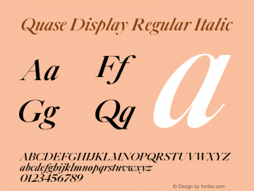 Quase Display Regular Italic Version 1.000;PS 001.000;hotconv 1.0.88;makeotf.lib2.5.64775图片样张