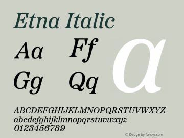 Etna Italic Version 1.004图片样张