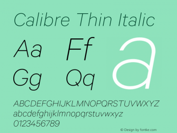 Calibre Thin Italic Version 1.008;hotconv 1.0.116;makeotfexe 2.5.65601图片样张
