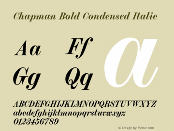 Chapman Bold Condensed Italic Version 1.000图片样张