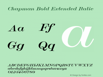 Chapman Bold Extended Italic Version 1.000图片样张