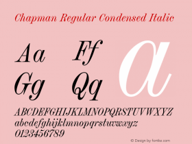 Chapman Regular Condensed Italic Version 1.000图片样张