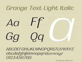 Grange Text Light Italic Version 3.000;FEAKit 1.0图片样张