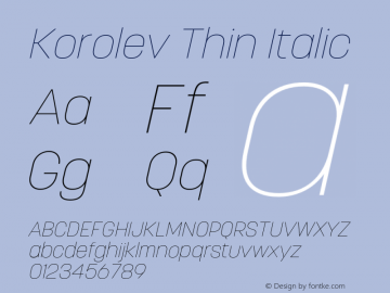 Korolev Thin Italic Version 8.000;FEAKit 1.0图片样张