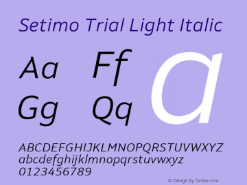 Setimo Trial Light Italic Version 1.000图片样张